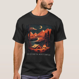Social Distancing World Champion hiking camping re T-Shirt