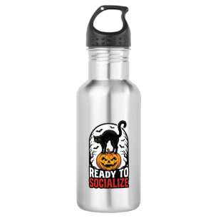 Social Halloween Cat Spooky Party Humour Design_1 532 Ml Water Bottle