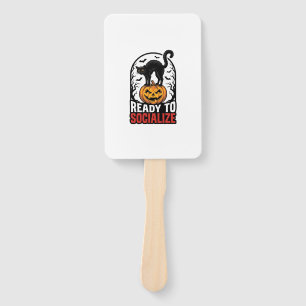 Social Halloween Cat Spooky Party Humour Design_1 Hand Fan