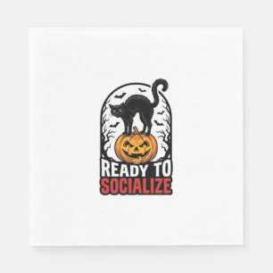 Social Halloween Cat Spooky Party Humour Design_1 Napkin