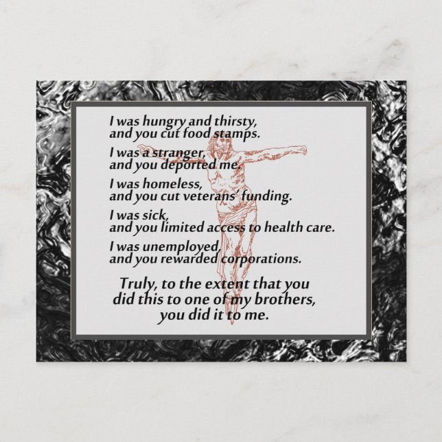 Social Justice Crucifix Postcard (Front)