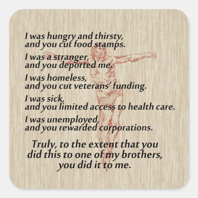 Social Justice Crucifix Square Sticker (Front)