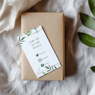 Social Links green leaves gold border insert Card