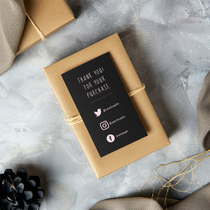Social Links, pink and black order thank you Enclosure Card