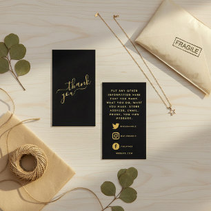 Social logos, black and gold order insert Card.