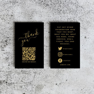 Social logos QR code, gold thank you insert Card