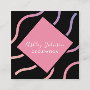 Social Media Add Logo QR Code Trendy Holographic Square Business Card