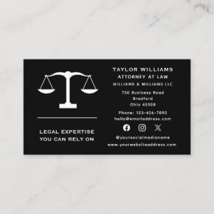 Social Media Attorney At Law Lawyer Justice Scales Business Card