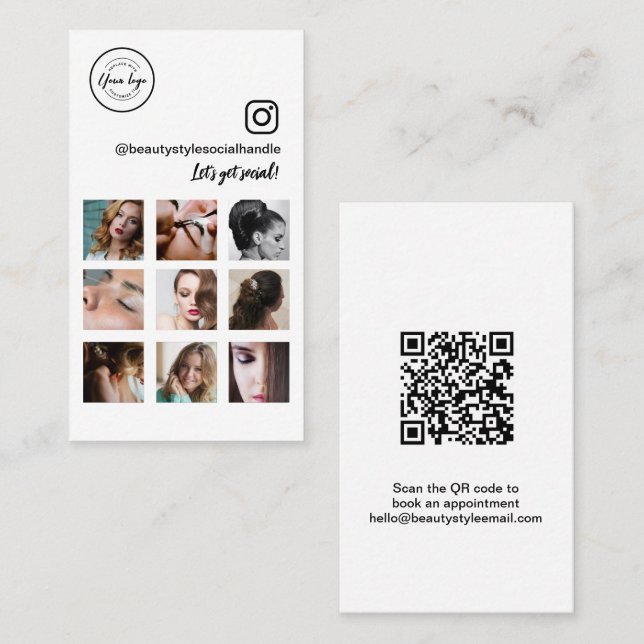 Social Media Beauty Salon Instagram Photos Business Card (Front/Back)