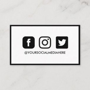 Social Media Black Edges Elegant Modern Business Card