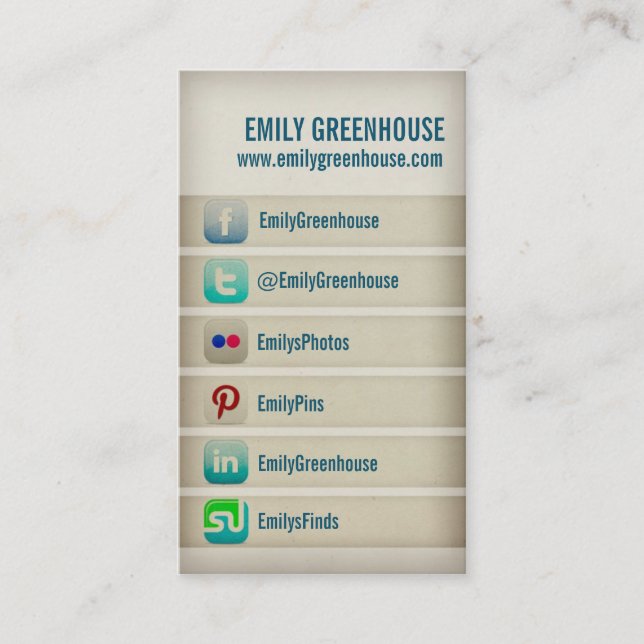 Social media business card Facebook Twitter (Front)