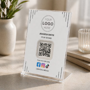 Social Media Business Card Instagram Facebook QR Pedestal Sign