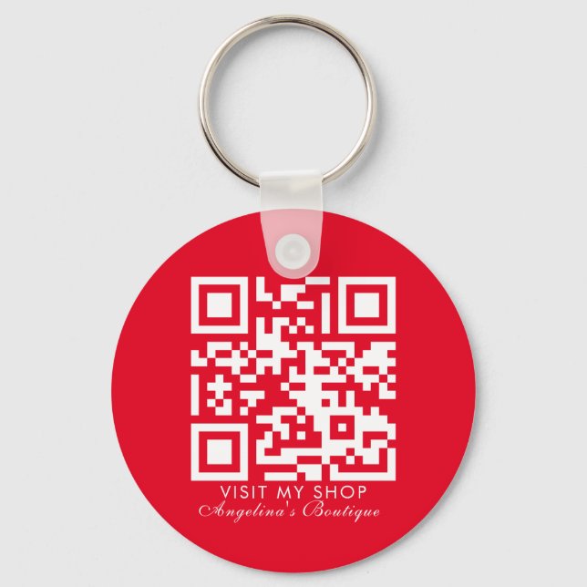 Social Media Business Logo QR Code Boutique Key Ring (Front)