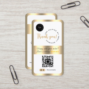 Social Media Business QR Code Logo Thank You Gold Card