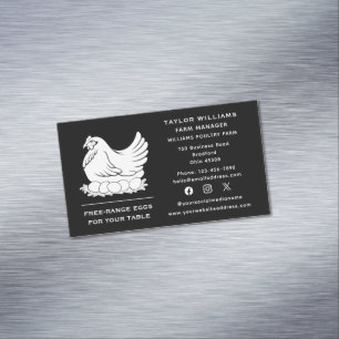 Social Media Chicken Eggs Farm Farmer Farmhouse Magnetic Business Card