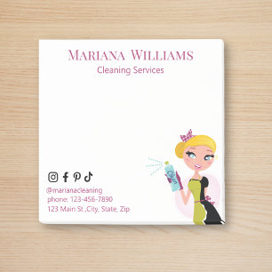 social media cleaning services business pink post-it notes