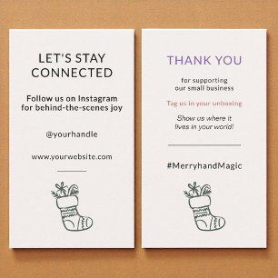 Social Media Connect Whimsical Cream Christmas  Business Card