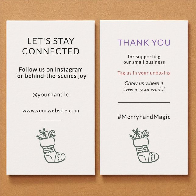 Social Media Connect Whimsical Cream Christmas  Business Card (Creator Uploaded)