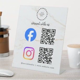 social media connect with us instagram facebook  pedestal sign