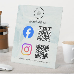 social media connect with us instagram facebook pedestal sign