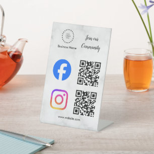 social media connect with us instagram facebook pedestal sign
