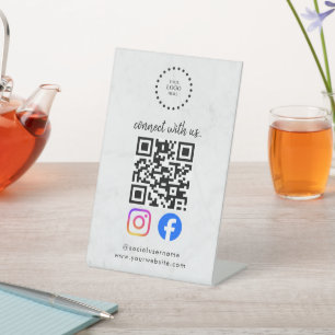 social media connect with us instagram facebook pedestal sign