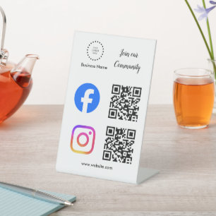 social media connect with us instagram facebook pedestal sign