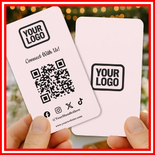 Social Media Connect With Us Instagram Pink QR Business Card