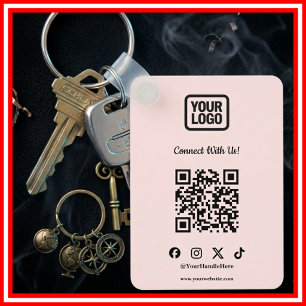 Social Media Connect With Us Instagram Pink QR Key Ring