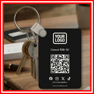 Social Media Connect With Us Instagram TikTok X QR Key Ring