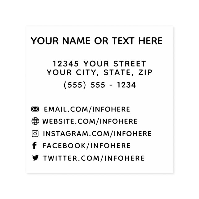 Social Media Contact Info Self-inking Stamp (Design)