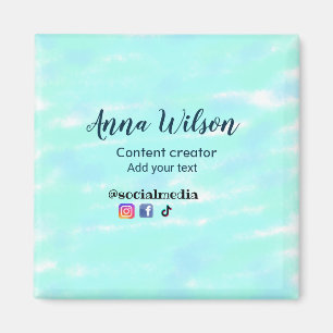 Social media content creator blue green add name t magnet