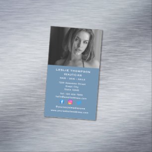 Social Media Cosmetologist Beautician Vertical Magnetic Business Card