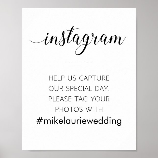 Social Media Custom Wedding Hashtag Poster (Front)