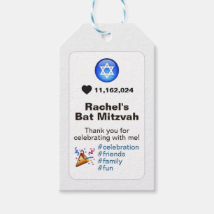Social Media Emoji Bat Mitzvah or Bar Mitzvah Gift Tags