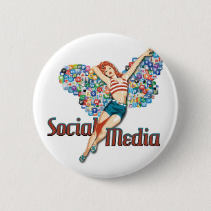 Social Media fairy pin-up 6 Cm Round Badge