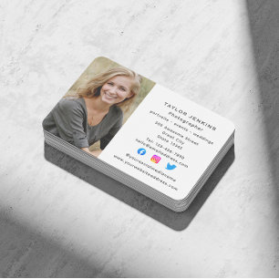 Social Media Freelance Photographer Headshot Photo Business Card
