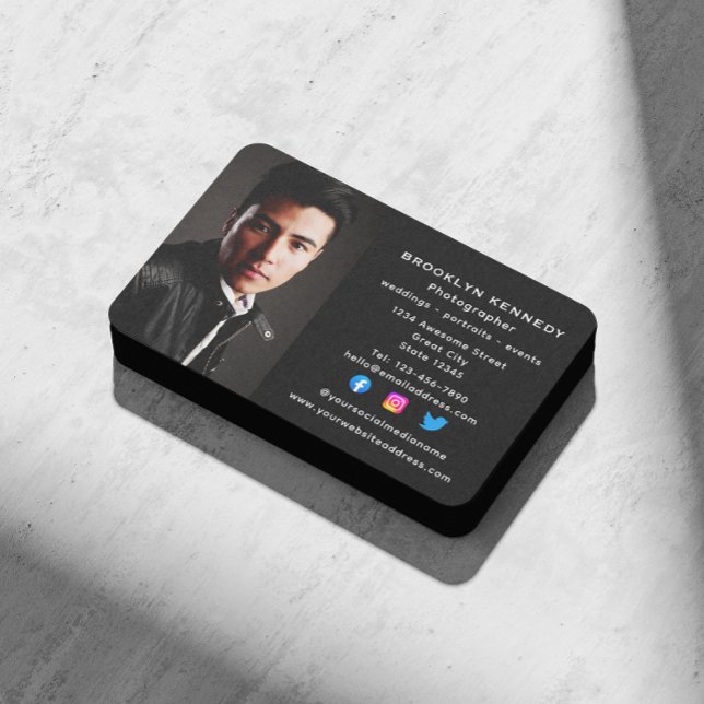 Social Media Freelance Photographer Photo Headshot Business Card (Creator Uploaded)
