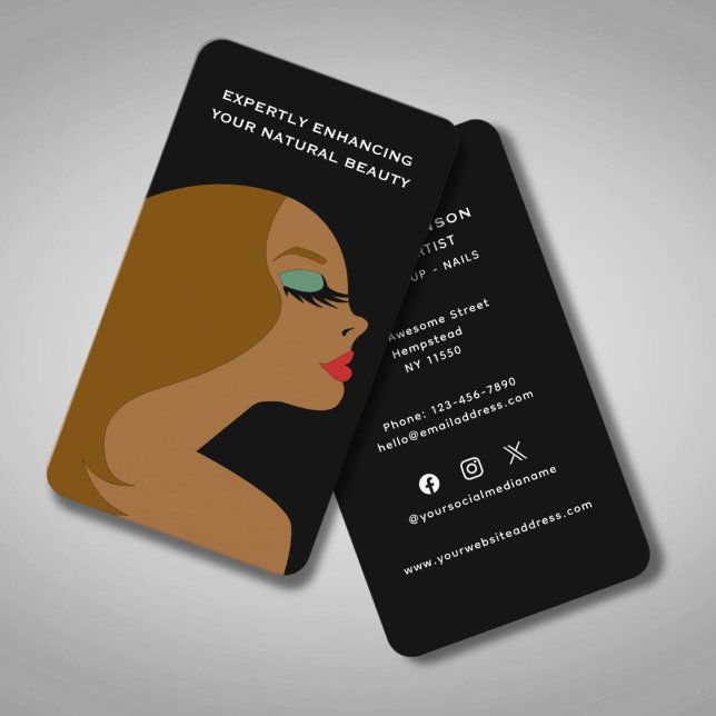 Social Media Hairstylist Makeup Artist Beautician Business Card (Creator Uploaded)