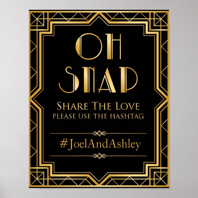 Social Media Hashtag Wedding Sign Poster (Front)