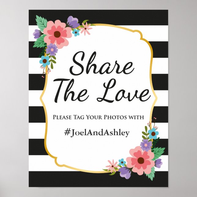 Social Media Hashtag Wedding Sign Poster (Front)