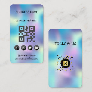 Social Media holographic QR Code  Business Card