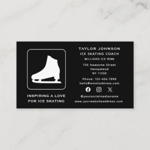 Social Media Ice Skating Instructor Sports Coach Business Card