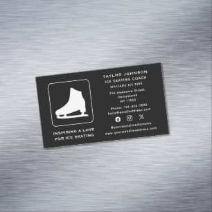 Social Media Ice Skating Instructor Sports Coach Magnetic Business Card
