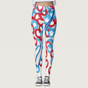 Social Media Icons Leggings - Like & Heart Pattern