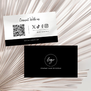 Social Media icons Qr Code Logo Connect With us Business Card