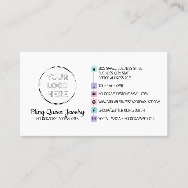 Social Media Icons Script Generic Business Card (Front)