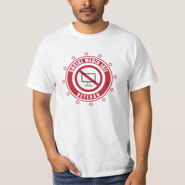 Social Media Jail Veteran Badge T-Shirt (Front)