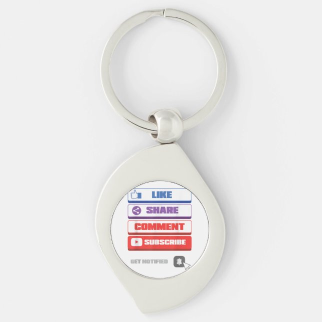 Social Media Like Share Comment Subscribe Vlogger Key Ring (Front)