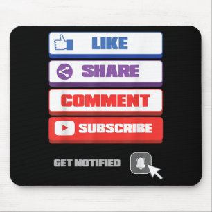 Social Media Like Share Comment Subscribe Vlogger Mouse Pad